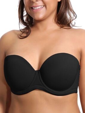 DELIMIRA Strapless Underwire Bra 42E Black NWT Full Coverage W708